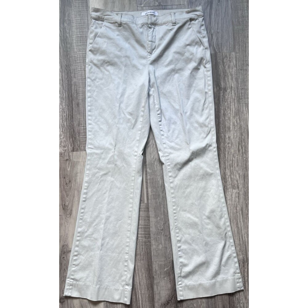 Lila Ryan Jenalyn Pants Women's 12 Ivory Mid Rise Straight Leg Stretch Preppy
